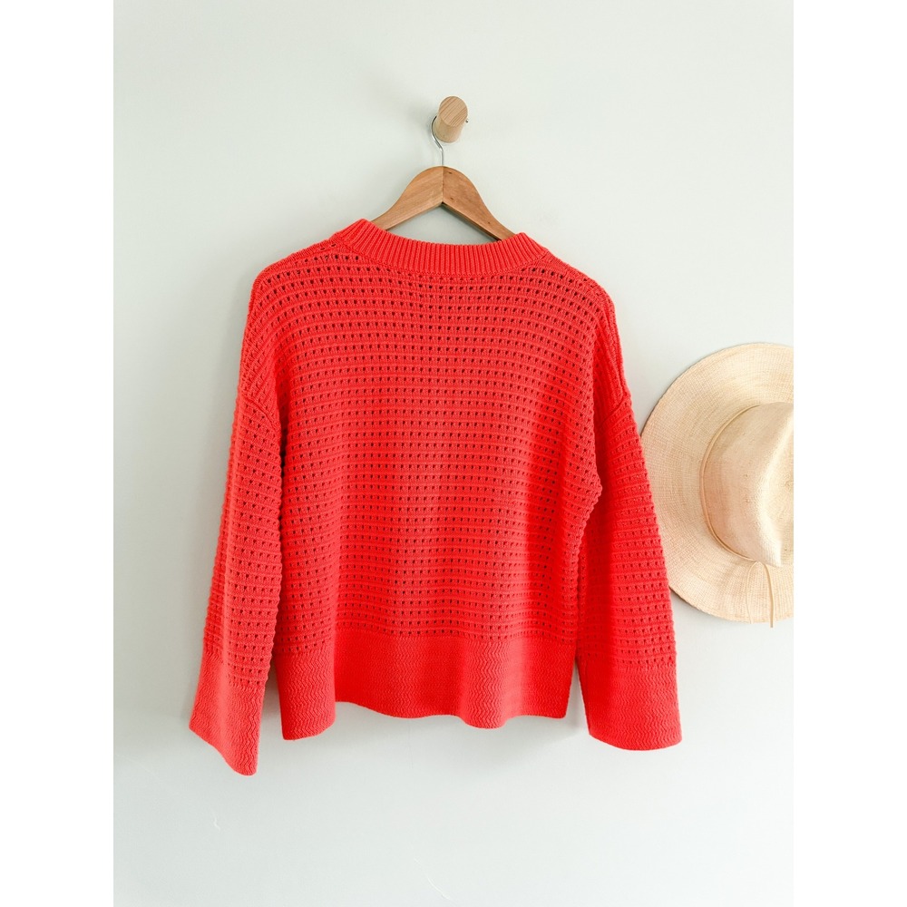 Alice Walk | Cotton Cashmere Crochet Pullover Sweater Papaya | Sz XS - Picture 9 of 10